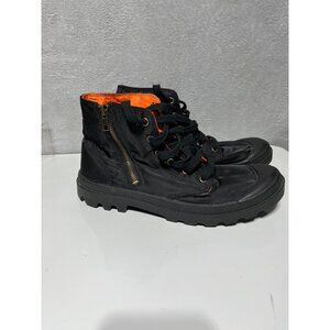 Palladium Pampa Hi Zip Sneakers Black/Orange Mens Size 9.5 Tactical Rugged